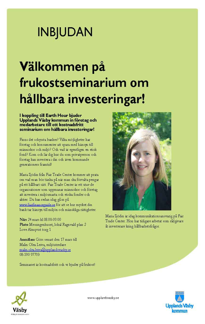 Läs mer om artikeln 2015-03-24 — Frukostseminarium om hållbara investeringar