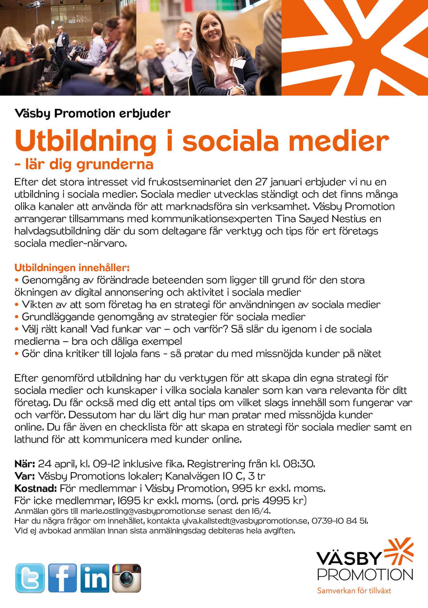 Läs mer om artikeln 2015-04-24 — Utbildning i sociala medier