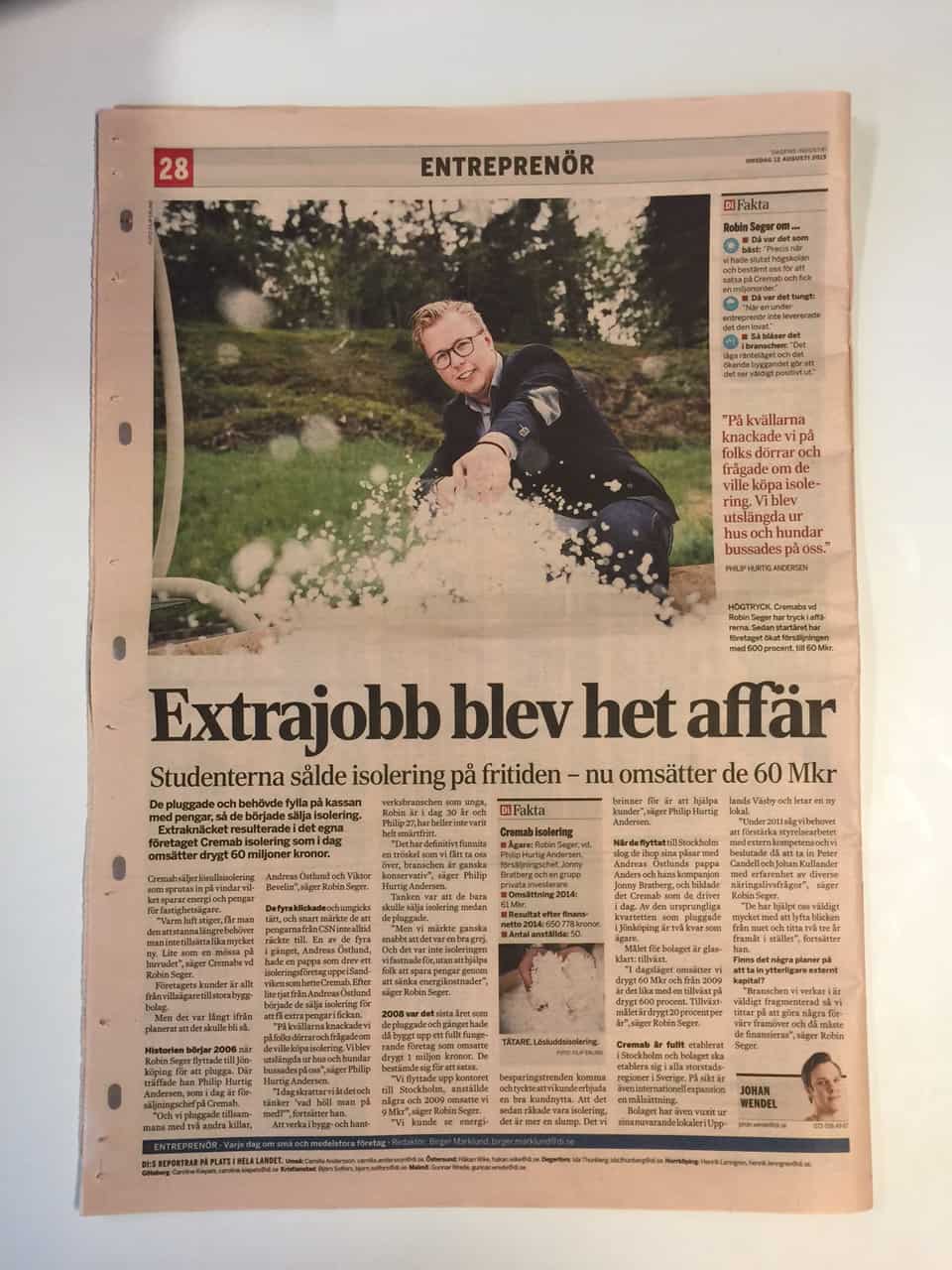 Läs mer om artikeln Reportage om Väsbyentreprenör i Dagens Industri