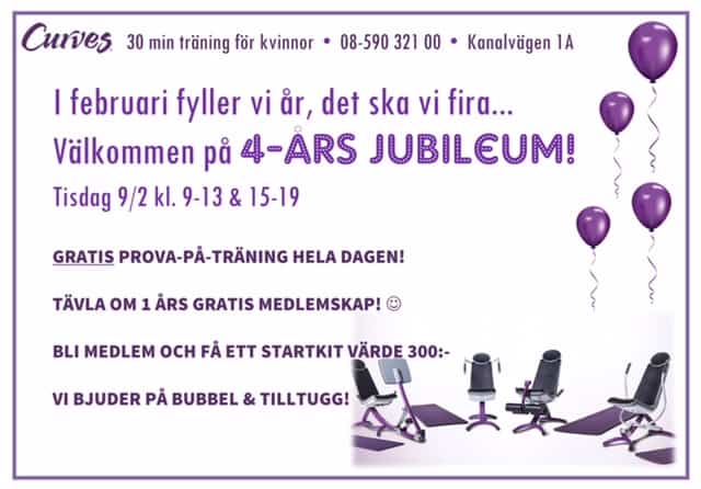 Läs mer om artikeln 2016-02-09 — 4-årsjubileum hos Curves