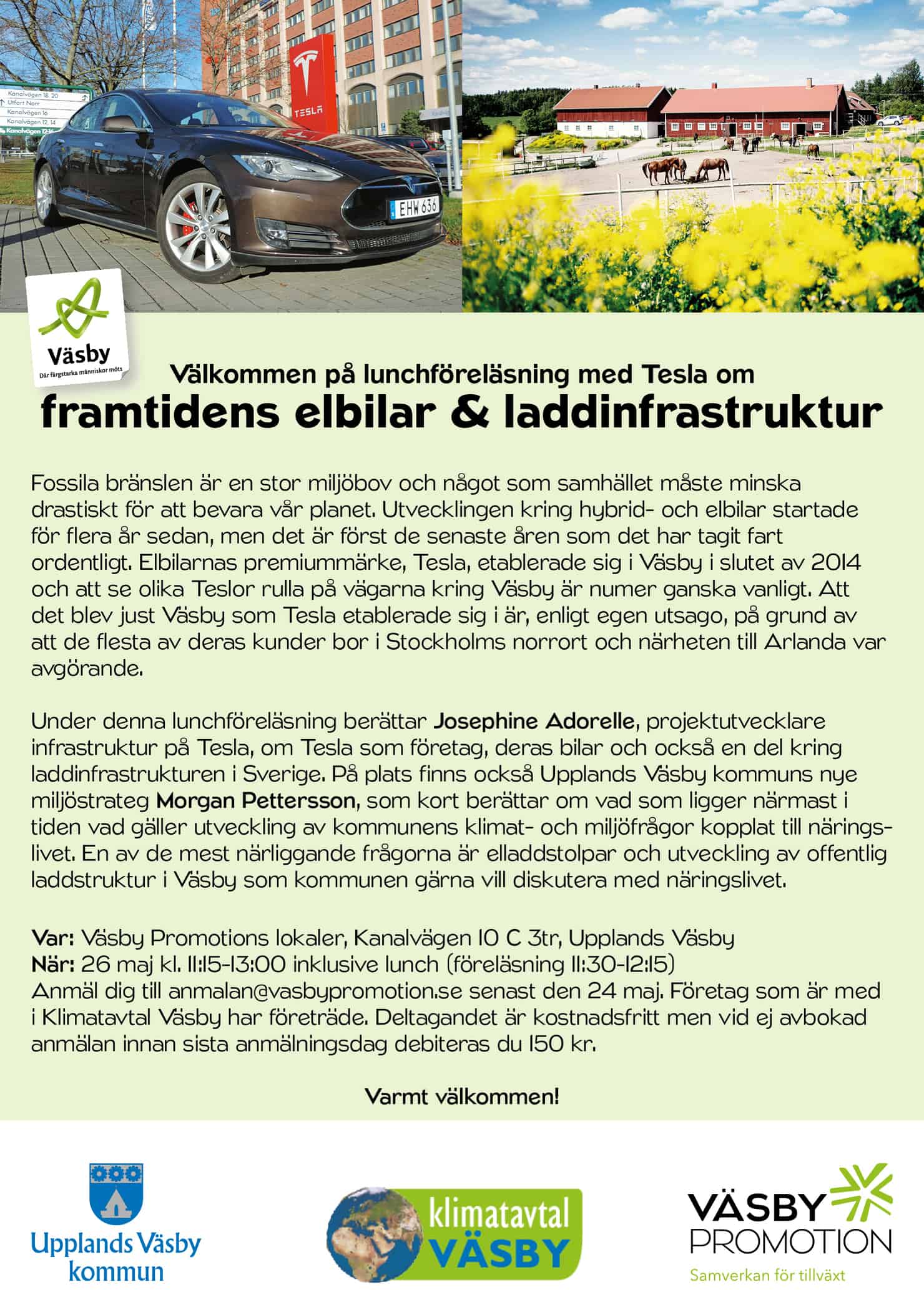 Läs mer om artikeln 2016-05-26 — Lunchföreläsning med Tesla om framtidens elbilar & laddinfrastruktur