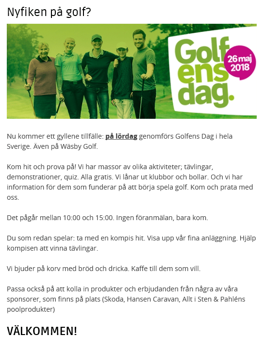 Läs mer om artikeln 2018-05-26 — Golfens dag