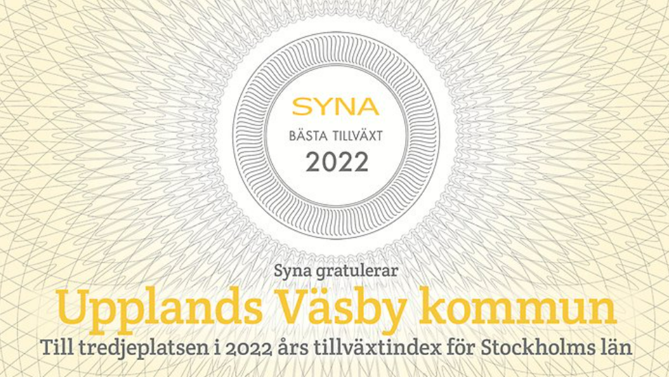 Läs mer om artikeln Upplands Väsby på tredje plats i Bästa tillväxt 2022